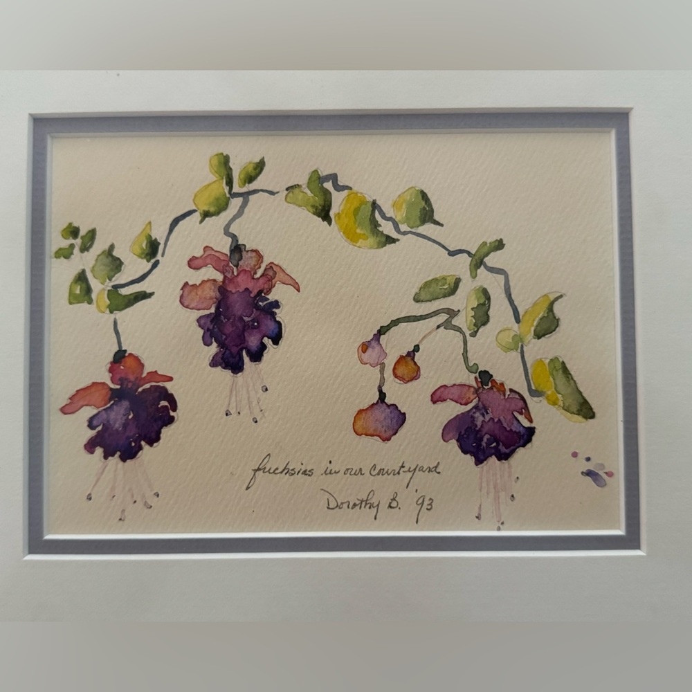 Gorgeous original watercolor of Fuschia professionally framed